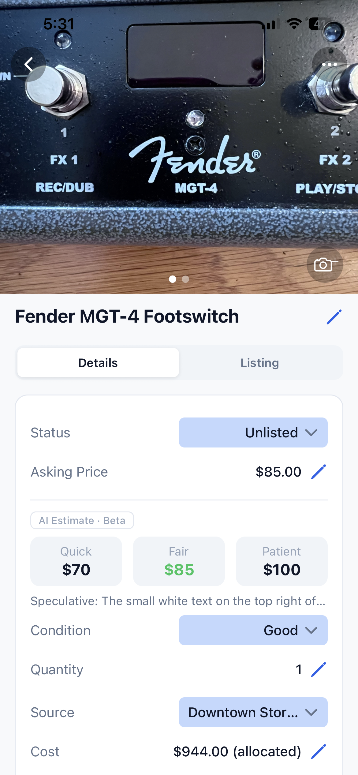 Item details generated from photos